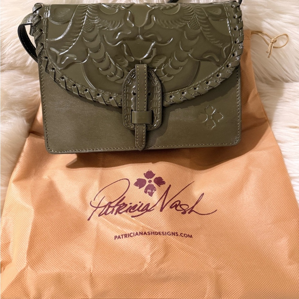 Patricia Nash Embossed Olive Crossbody Bag